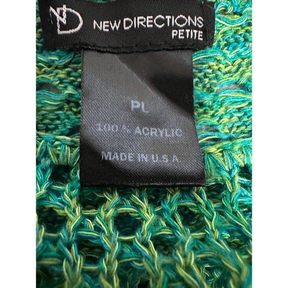 New Directions Boat Neck Green Loose Knit Sweater, Size LP - Picture 4 of 4